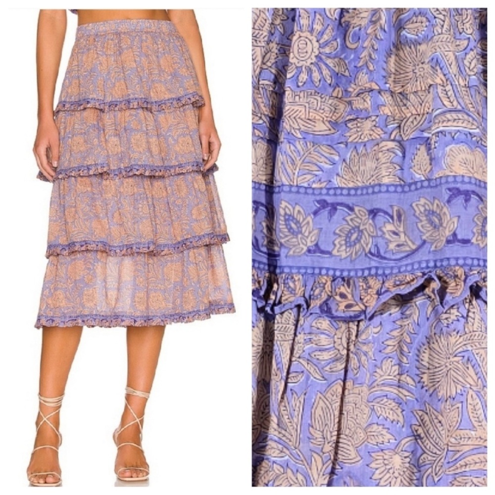 Cleobella Lana tiered skirt, Vine Print